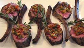 Utah lamb chop lollipops with spicy bell pepper chutney by private chef Allyn Griffitth