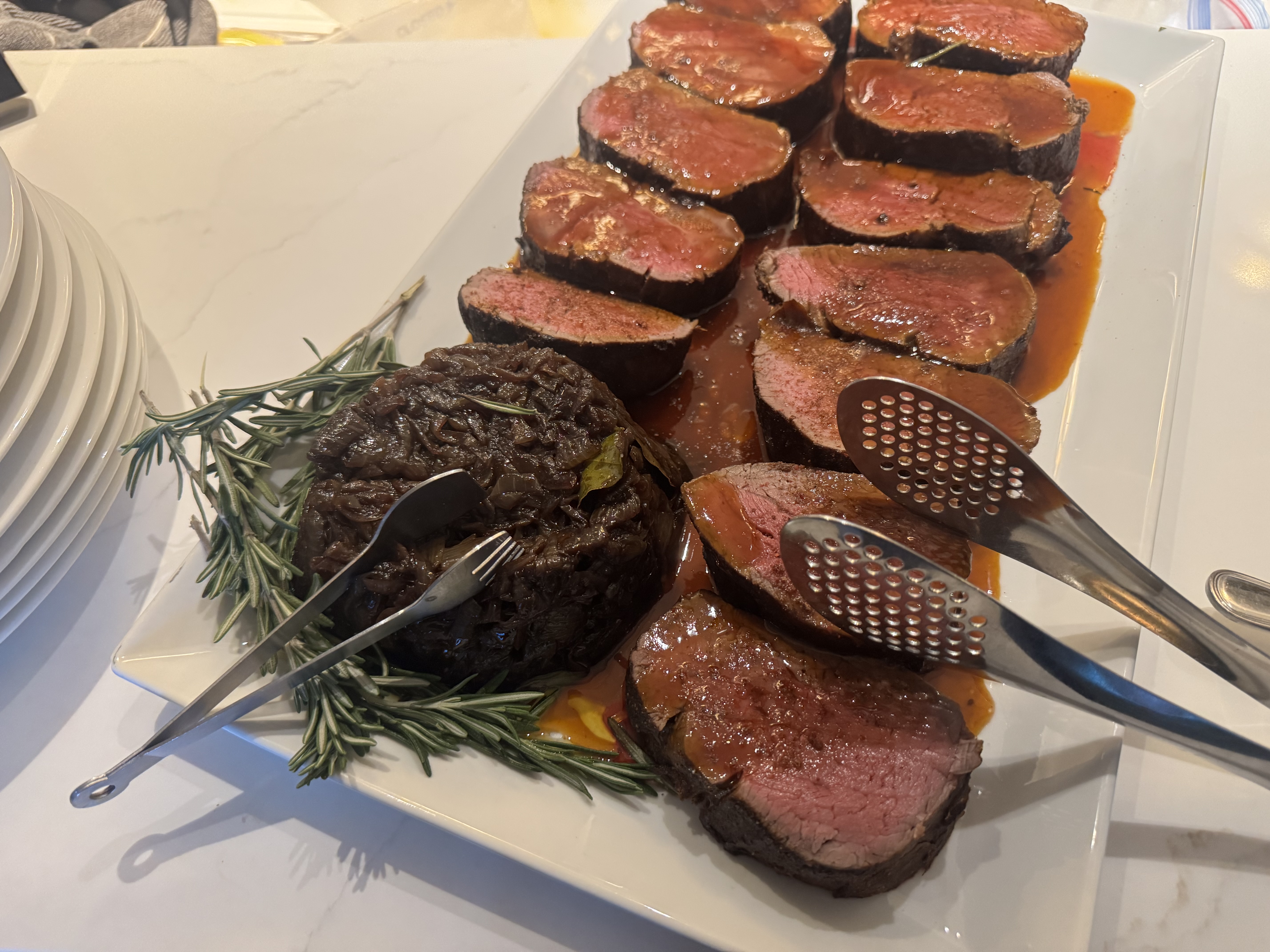 Steak Sauce Glazed Beef Tenderloin with Rosemary Au Jus