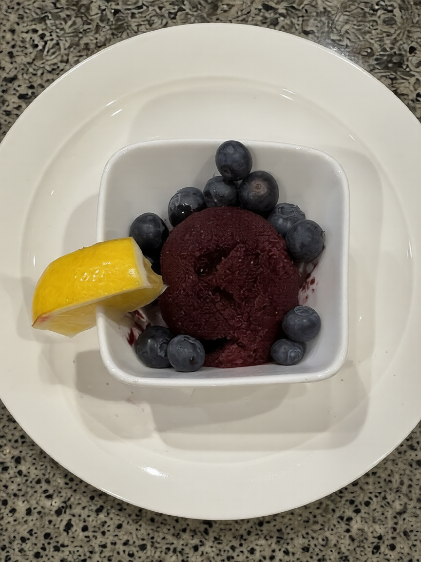 Blueberry lemon and mint sorbet